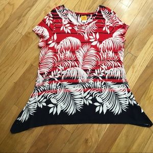 Ruby Rd top in fern print design Size XL
